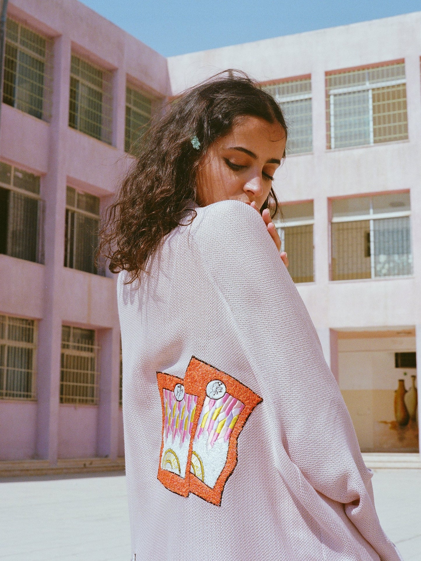 Oversized Embroidered Cardigan - Unisex