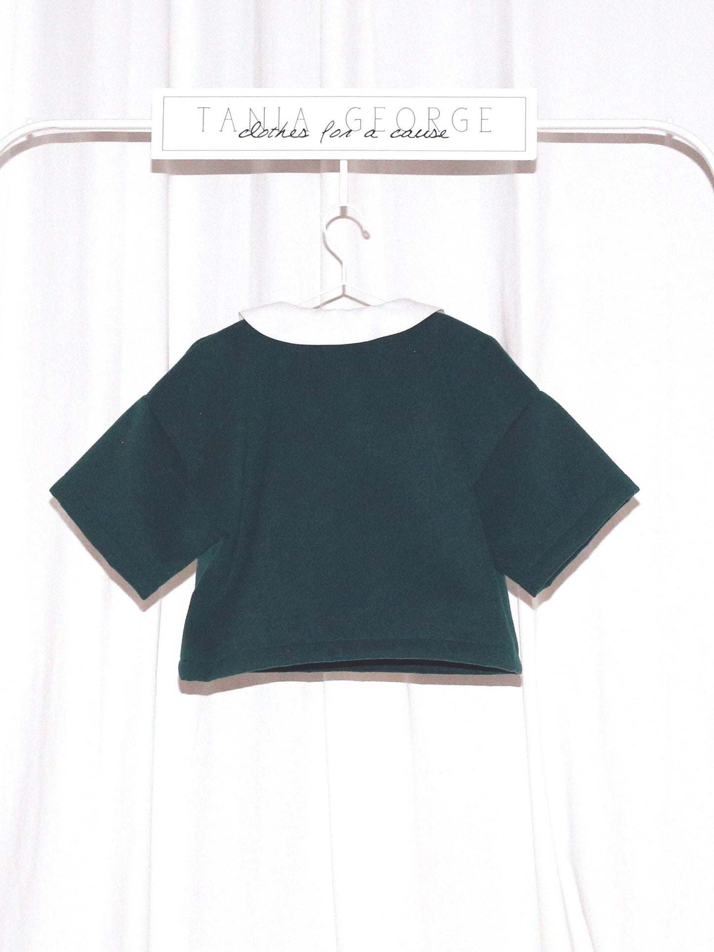 Ottoman Collared Crop top - Green