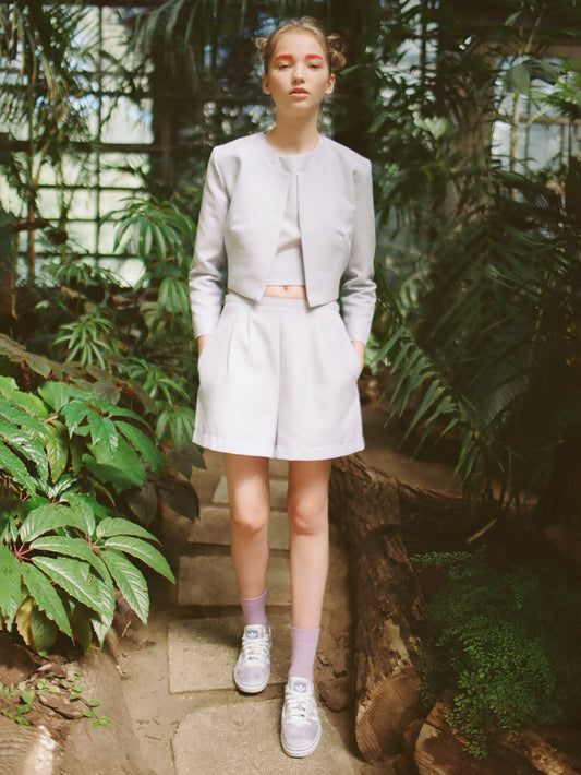 Basic Cropped Jacket - Purple